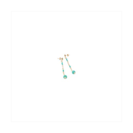 Pendientes Bronce Dorado Sovrani Mujer J12455 Colgante Bolas Turquesa 6cm