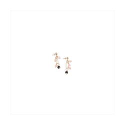 Pendientes Bronce Dorado Sovrani Mujer J12458 Colgante Piedras Rosas Bicolor Negras 5cm