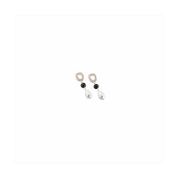 Pendientes Bronce Dorado Sovrani Mujer J8972 Circonitas C. Colgante Piedra Negra & Perla 4,50cm