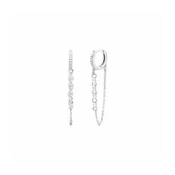 Pendientes Bronce Mujer E25055 Aro C. Colgante Cadenilla & Circonitas