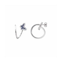 Pendientes Bronce Mujer E25069SP Aro Abierto C. Mariposa & Circonitas Bicolor Azul