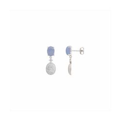 Pendientes Bronce Mujer E25072AQ Piedra Aguamarina C. Colgante Óvalo C. Circonitas
