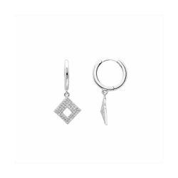 Pendientes Bronce Mujer E26101 Aro C. Colgante Cuadrado C. Circonitas