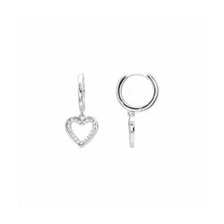 Pendientes Bronce Mujer E26103 Aro C. Colgante Corazón C. Circonitas