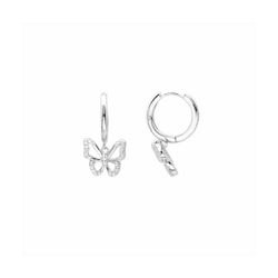 Pendientes Bronce Mujer E26104 Aro C. Colgante Mariposa C. Circonitas
