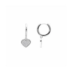 Pendientes Bronce Mujer E26105 Aro C. Colgante Corazón C. Circonitas