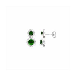 Pendientes Bronce Mujer E26179EM Circonitas Verdes Bicolor Blancas