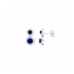 Pendientes Bronce Mujer E26179SP Circonitas Azules Bicolor Blancas