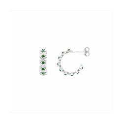 Pendientes Bronce Mujer E26180EM Medio Aro C. Circonitas Bicolor Verdes