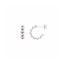 Pendientes Bronce Mujer E26180RB Medio Aro C. Circonitas Bicolor Rojas
