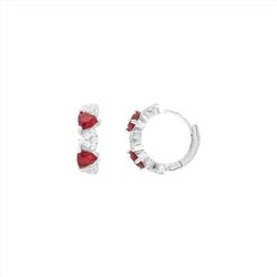 Pendientes Bronce Mujer E26183RB Aro C. Circonitas Bicolor Rojas