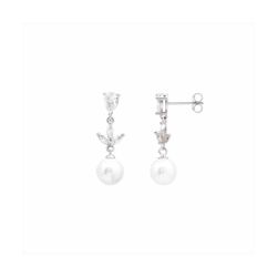 Pendientes Bronce Mujer E26185 Colgante Perla & Circonitas