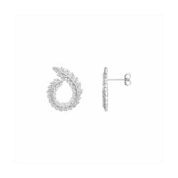 Pendientes Bronce Mujer E26227 Círculo Hojas C. Circonitas