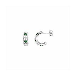 Pendientes Bronce Plateado E23005EM Piedras Verdes Circonitas