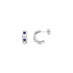 Pendientes Bronce Plateado E23005SP Piedras Azules Circonitas