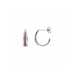 Pendientes Bronce Plateado E23006RB Piedras Rojas Circonitas
