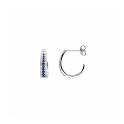Pendientes Bronce Plateado E23006SP Piedras Azules Circonitas