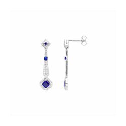 Pendientes Bronce Plateado E23007SP Colgante Piedras Azules Circonitas