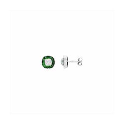 Pendientes Bronce Plateado E23009EM Piedras Verdes Circonitas