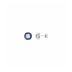 Pendientes Bronce Plateado E23009SP Piedras Azules Circonitas
