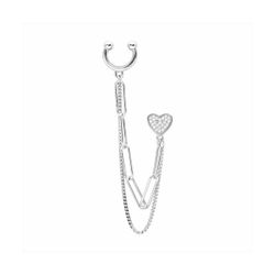 Pendientes Bronce Plateado E23011 Colgante Corazon Circonitas