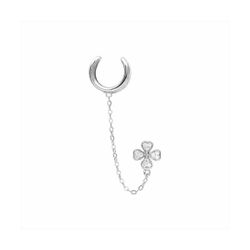 Pendientes Bronce Plateado E23015 Colgante Trebol Circonitas