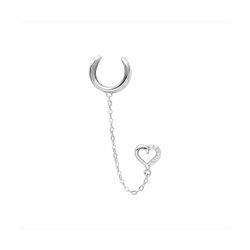 Pendientes Bronce Plateado E23016 Colgante Corazon Circonitas