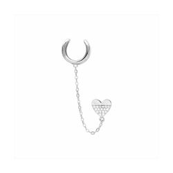 Pendientes Bronce Plateado E23018 Colgante Corazon Circonitas