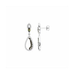 Pendientes Bronce Plateado E23019PT Piedras Ambar Circonitas