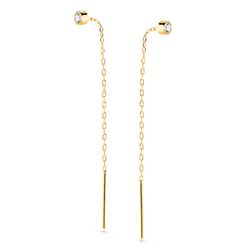 Pendientes Cadena Con Circonitas En Garras Oro 18kts 55mm 21390