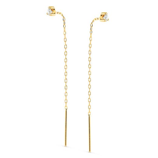 Pendientes Cadena Con Circonitas En Garras Oro 18kts 56mm 21392