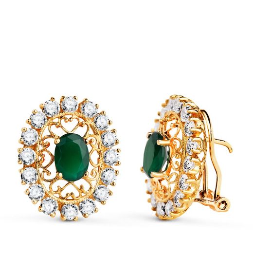 Brincos de zircônia verde em ouro 18k 19x16 mm 3312-1VE