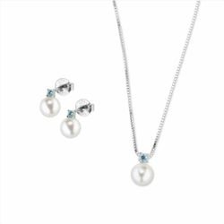 Pendientes + Collar Sovrani Plata J10480 Perla