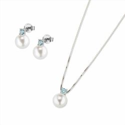 Pendientes + Collar Sovrani Plata J10483 Perla