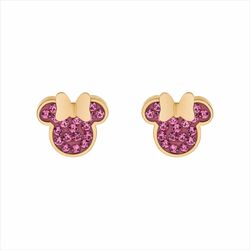 Pendientes Disney Acero Dorado ST0020P Minnie Piedras Rojas