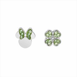 Pendientes Disney Acero ST0031P Minnie Trebol Piedras Verdes