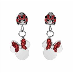 Pendientes Disney Acero ST0033P Minnie Lazo Y Mariquita Roja