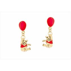 Pendientes Disney Oro 18kts 18K0015P Winnie Pooh Esmalte Rojo