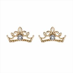 Pendientes Disney Oro 9kts 9K0014P Corona Princesa