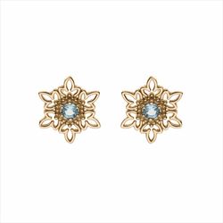 Pendientes Disney Oro 9kts 9K0016P Frozen Topacio Azul
