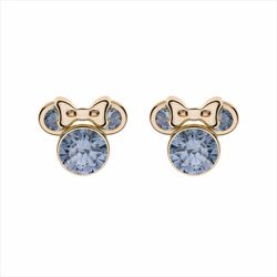 Pendientes Disney Oro 9kts 9K0020P Minnie Circonitas Azul Claro