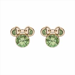 Pendientes Disney Oro 9kts 9K0025P Minnie Circonitas Verdes