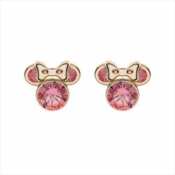Pendientes Disney Oro 9kts 9K0027P Minnie Circonitas Fucsia