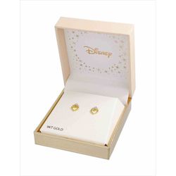 Pendientes Disney Oro 9kts Bicolor Plata 9K0011P Corazón Corona Princesa