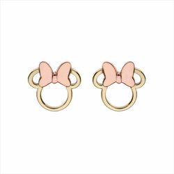 Pendientes Disney Oro 9kts Bicolor Rosa 9K0005P Minnie Mouse