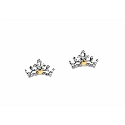 Disney Two-Tone Gold 18kt Silver Earrings 18K0002P Crown