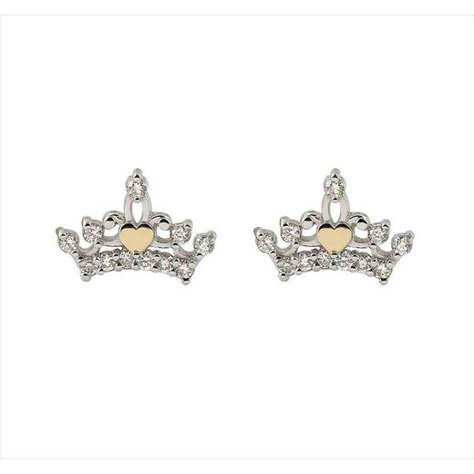 Disney Earrings Two-tone Gold Silver 18kts 18K0006P Crown Diamonds