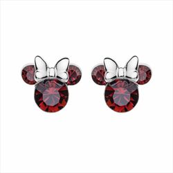 Pendientes Disney Plata AG0018P Minnie Piedras Rojo Carmesí