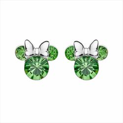 Pendientes Disney Plata AG0025P Minnie Piedras Verdes