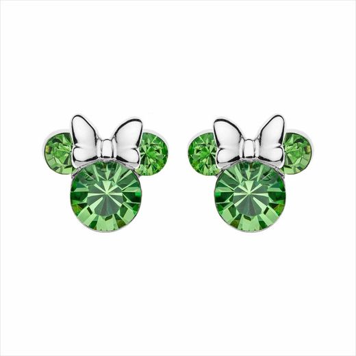 Disney Silver Earrings AG0025P Minnie Green Stones